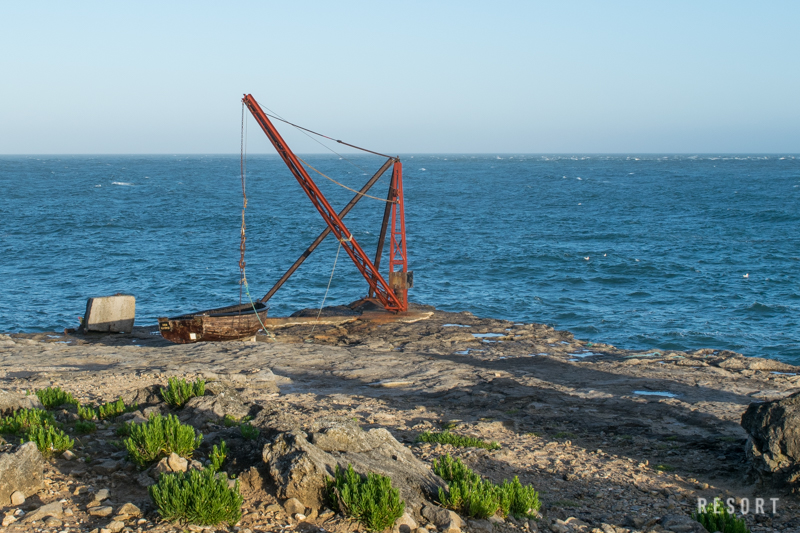 Red crane at Portland Bill